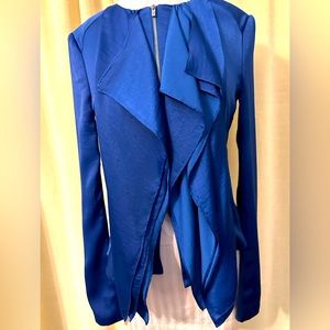 BCBG max azria blue ruffle front zip closure jacket